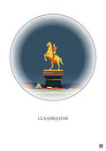 Affiche Ulaanbaatar – Poster illustration vintage – Genghis Khan Equestrian Statue | Gravura – Fond clair