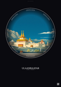Affiche Ulaanbaatar – Poster illustration vintage – Ulaanbaatar | Gravura – Fond foncé