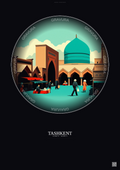 Affiche Tashkent – Poster illustration vintage – Chorsu Bazaar | Gravura – Fond foncé