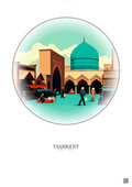 Affiche Tashkent – Poster illustration vintage – Chorsu Bazaar | Gravura – Fond clair