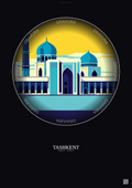 Affiche Tashkent – Poster illustration vintage – Registan Square | Gravura – Fond foncé