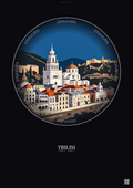 Affiche Tbilisi – Poster illustration vintage – Tbilisi | Gravura – Fond foncé