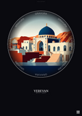 Affiche Yerevan – Poster illustration vintage – Blue Mosque | Gravura – Fond foncé