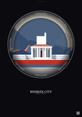 Affiche Bishkek City – Poster illustration vintage – Famous Viewpoint Of Bishkek City | Gravura – Fond foncé