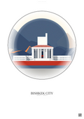 Affiche Bishkek City – Poster illustration vintage – Famous Viewpoint Of Bishkek City | Gravura – Fond clair