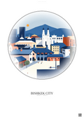 Affiche Bishkek City – Poster illustration vintage – Historic Old Town Of Bishkek City | Gravura – Fond clair