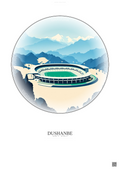 Affiche Dushanbe – Poster illustration vintage – Pamir Stadium | Gravura – Fond clair