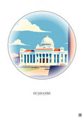 Affiche Dushanbe – Poster illustration vintage – Tajikistan National Museum | Gravura – Fond clair