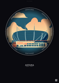 Affiche Astana – Poster illustration vintage – Astana Arena | Gravura – Fond foncé