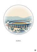 Affiche Kabul – Poster illustration vintage – Ghazi Stadium | Gravura – Fond clair
