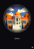 Affiche Tehran – Poster illustration vintage – Golestan Palace | Gravura – Fond foncé