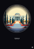 Affiche Tehran – Poster illustration vintage – University Of Tehran | Gravura – Fond foncé