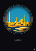 Affiche Baghdad – Poster illustration vintage – Baghdad | Gravura – Fond foncé