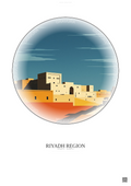 Affiche Riyadh Region – Poster illustration vintage – Famous Viewpoint Of Riyadh Region | Gravura – Fond clair