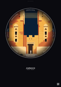 Affiche Amman – Poster illustration vintage – Qasr Mshatta | Gravura – Fond foncé