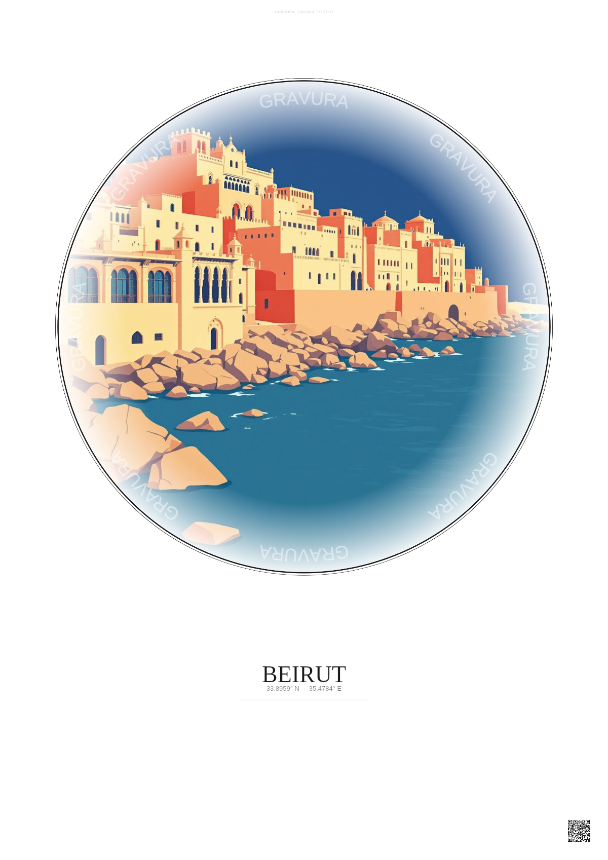 Affiche Beirut – Poster illustration vintage – Beirut | Gravura – Fond clair