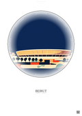 Affiche Beirut – Poster illustration vintage – Camille Chamoun Sports City Stadium | Gravura – Fond clair