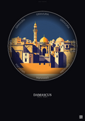 Affiche Damascus – Poster illustration vintage – Damascus | Gravura – Fond foncé