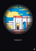 Affiche Damascus – Poster illustration vintage – National Museum In Damascus | Gravura – Fond foncé