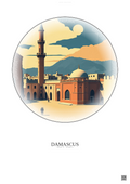 Affiche Damascus – Poster illustration vintage – Umayyad Mosque | Gravura – Fond clair