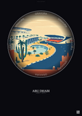 Affiche Abu Dhabi – Poster illustration vintage – Yas Marina Circuit | Gravura – Fond foncé