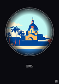Affiche Doha – Poster illustration vintage – Catholic Church Of Our Lady Of The Rosary | Gravura – Fond foncé