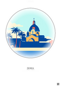 Affiche Doha – Poster illustration vintage – Catholic Church Of Our Lady Of The Rosary | Gravura – Fond clair