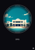 Affiche Doha – Poster illustration vintage – Museum Of Islamic Art | Gravura – Fond foncé