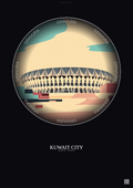 Affiche Kuwait City – Poster illustration vintage – Jaber Al Ahmad International Stadium | Gravura – Fond foncé