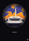 Affiche Ankara – Poster illustration vintage – Antkabir | Gravura – Fond foncé