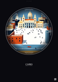 Affiche Cairo – Poster illustration vintage – Tahrir Square | Gravura – Fond foncé