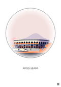 Affiche Addis Ababa – Poster illustration vintage – Addis Ababa Stadium | Gravura – Fond clair