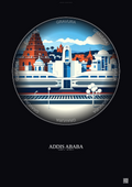 Affiche Addis Ababa – Poster illustration vintage – Addis Ababadjibouti Railway | Gravura – Fond foncé