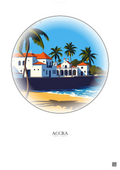 Affiche Accra – Poster illustration vintage – Accra | Gravura – Fond clair