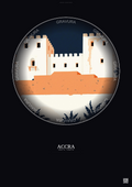 Affiche Accra – Poster illustration vintage – Fort James | Gravura – Fond foncé