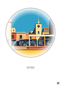 Affiche Accra – Poster illustration vintage – Makola Market | Gravura – Fond clair