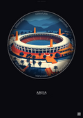 Affiche Abuja – Poster illustration vintage – Abuja Stadium | Gravura – Fond foncé