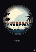 Affiche Kinshasa – Poster illustration vintage – Martyrs Stadium | Gravura – Fond foncé