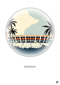Affiche Kinshasa – Poster illustration vintage – Martyrs Stadium | Gravura – Fond clair