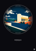 Affiche Kinshasa – Poster illustration vintage – National Museum Of The Democratic Republic Of Congo | Gravura – Fond foncé