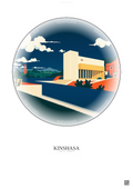 Affiche Kinshasa – Poster illustration vintage – National Museum Of The Democratic Republic Of Congo | Gravura – Fond clair