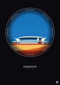 Affiche Khartoum – Poster illustration vintage – Khartoum Stadium | Gravura – Fond foncé