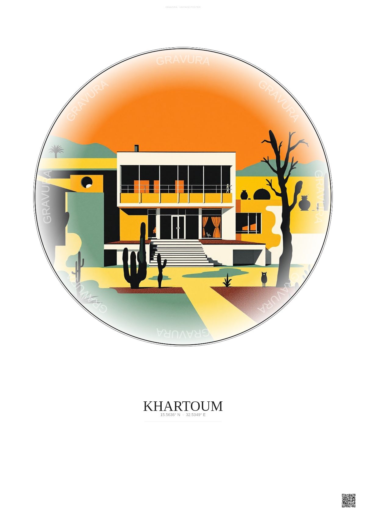 Affiche Khartoum – Poster illustration vintage – National Museum Of Sudan | Gravura – Fond clair