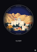 Affiche Algiers – Poster illustration vintage – Basilica Of Notre Dame D Afrique | Gravura – Fond foncé