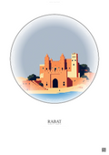 Affiche Rabat – Poster illustration vintage – Chellah | Gravura – Fond clair