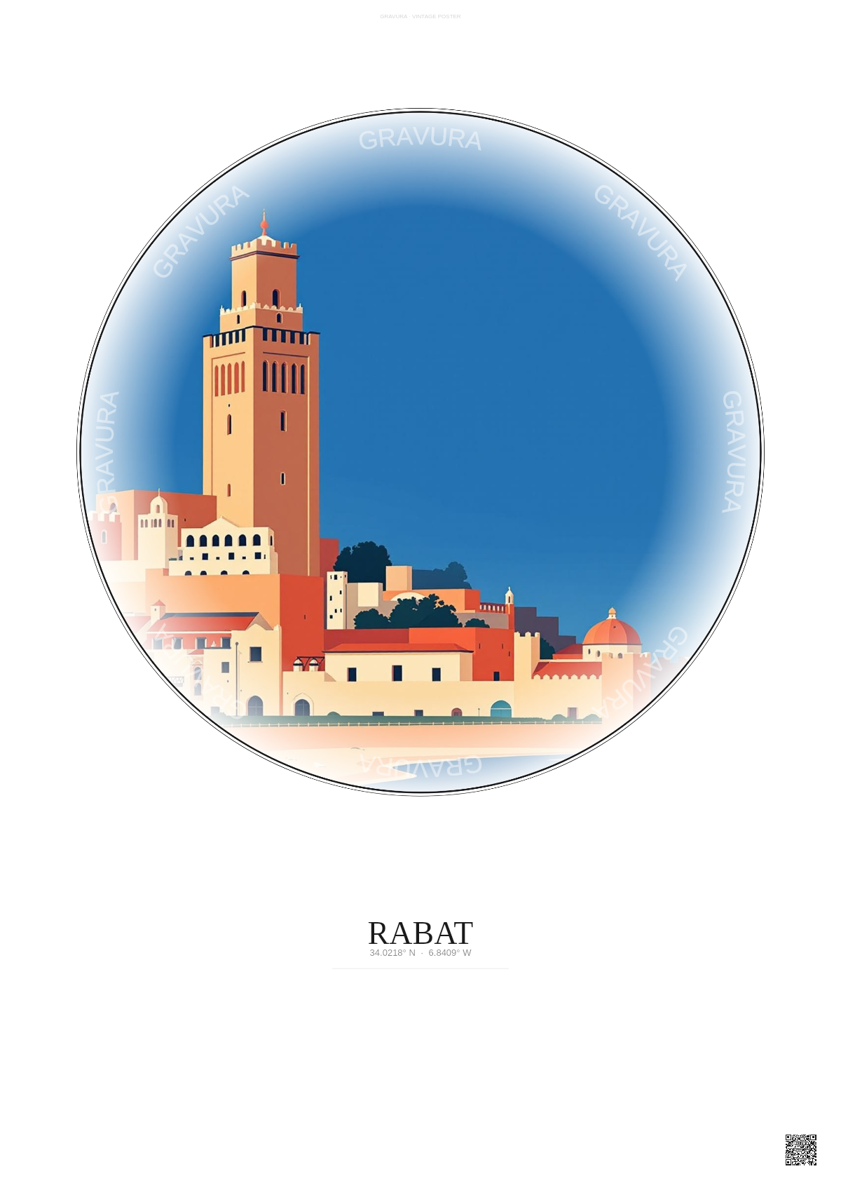 Affiche Rabat – Poster illustration vintage – Rabat | Gravura – Fond clair