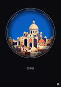 Affiche Tunis – Poster illustration vintage – Cathedral Of St Vincent De Paul | Gravura – Fond foncé