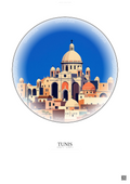Affiche Tunis – Poster illustration vintage – Cathedral Of St Vincent De Paul | Gravura – Fond clair