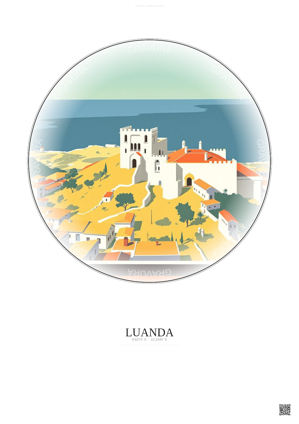 Affiche Luanda – Poster illustration vintage – National Museum Of Slavery | Gravura – Fond clair