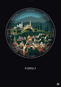 Affiche Kampala – Poster illustration vintage – Kampala | Gravura – Fond foncé